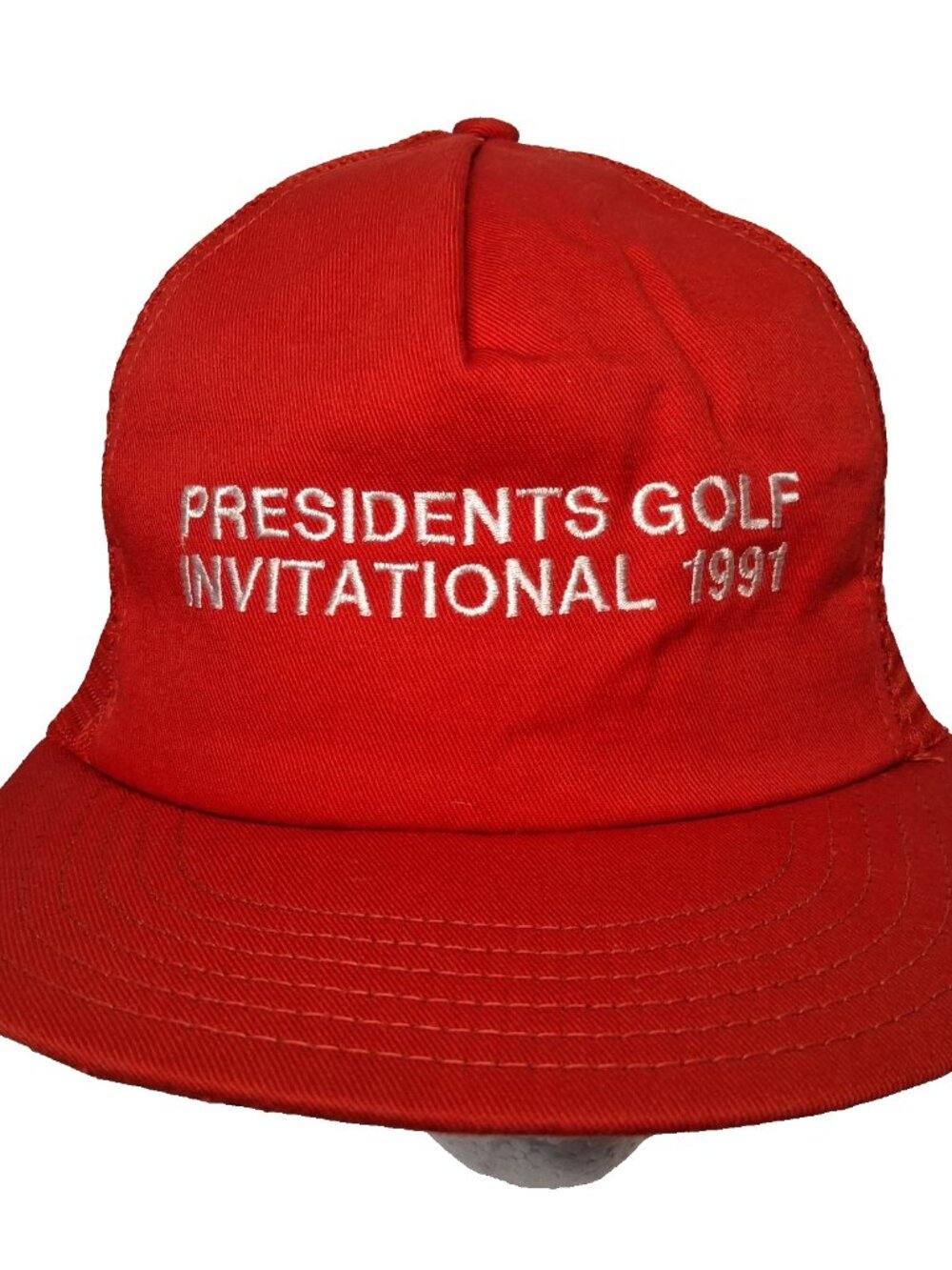 Vintage Presidents Golf Invitational 1991 Cap Hat Red Embroidered Golfing Mesh